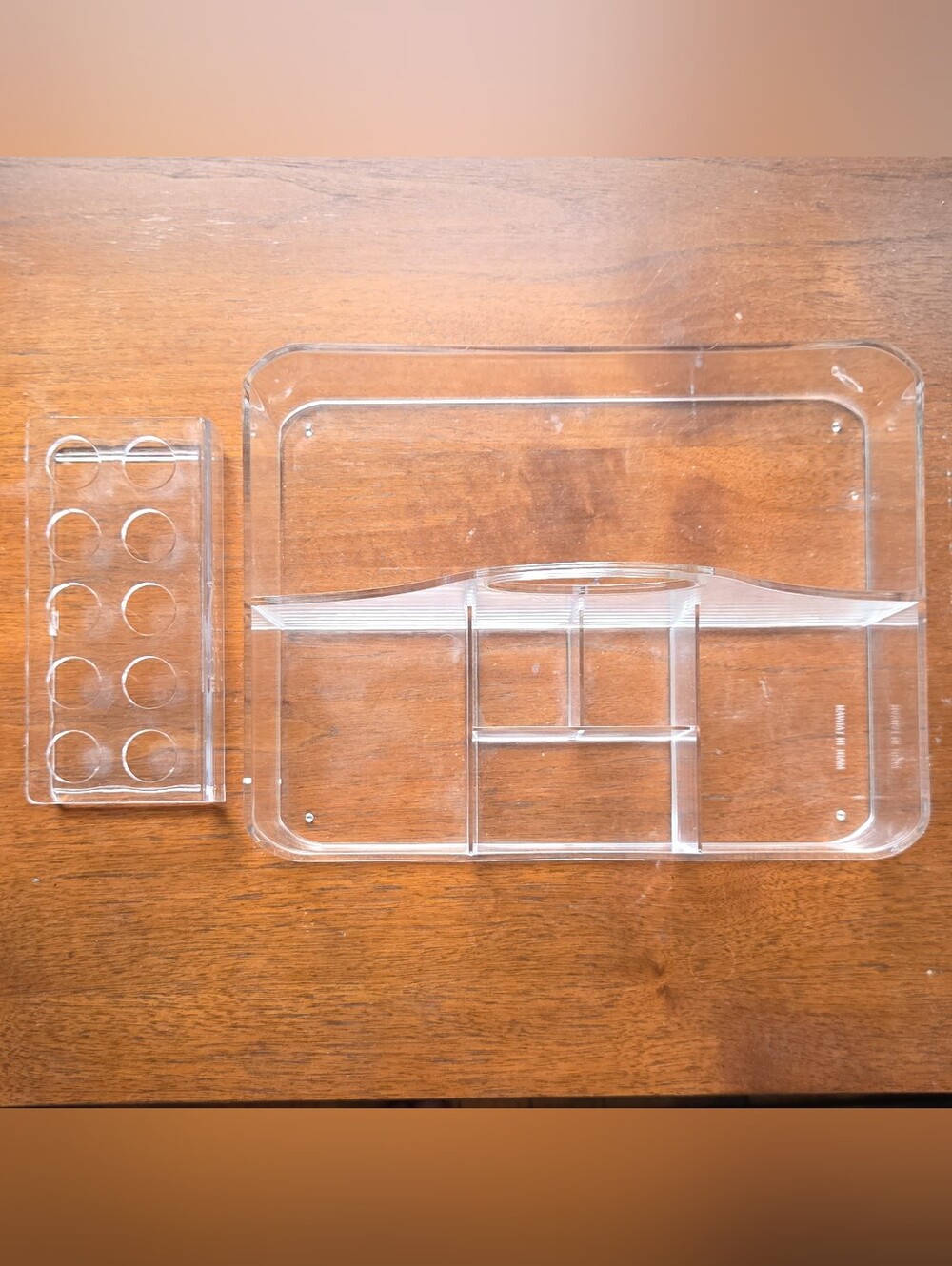 Mary Kay MK Signature Clear Acrylic Makeup Organizer Tray w/ Holder Inserts